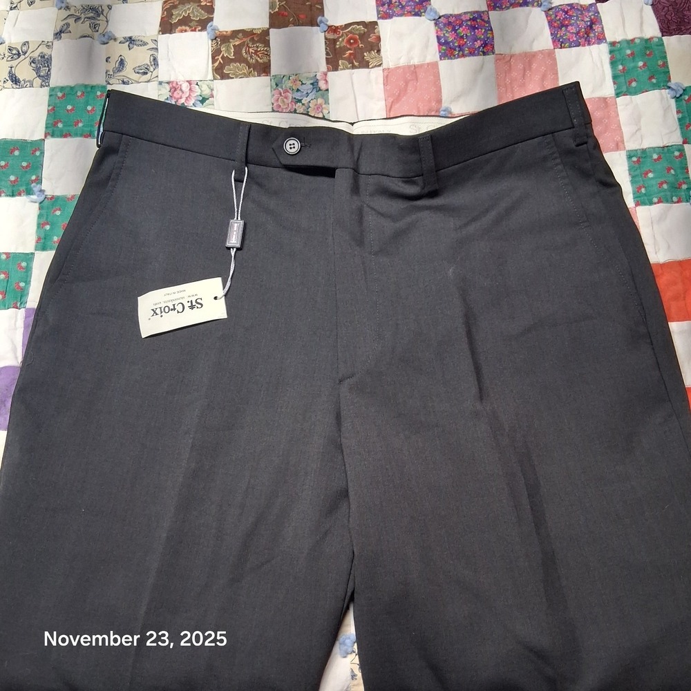 St. Croix Dress Pants Onyx Marl Made in Italy Unhemmed Size 36 Regular - Picture 4 of 13